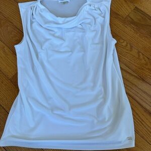 Calvin Klein White Cowl Neck Tank Top